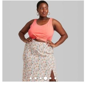 Women's Coral Cropped Tie-Front Tank Top - Wild Fable